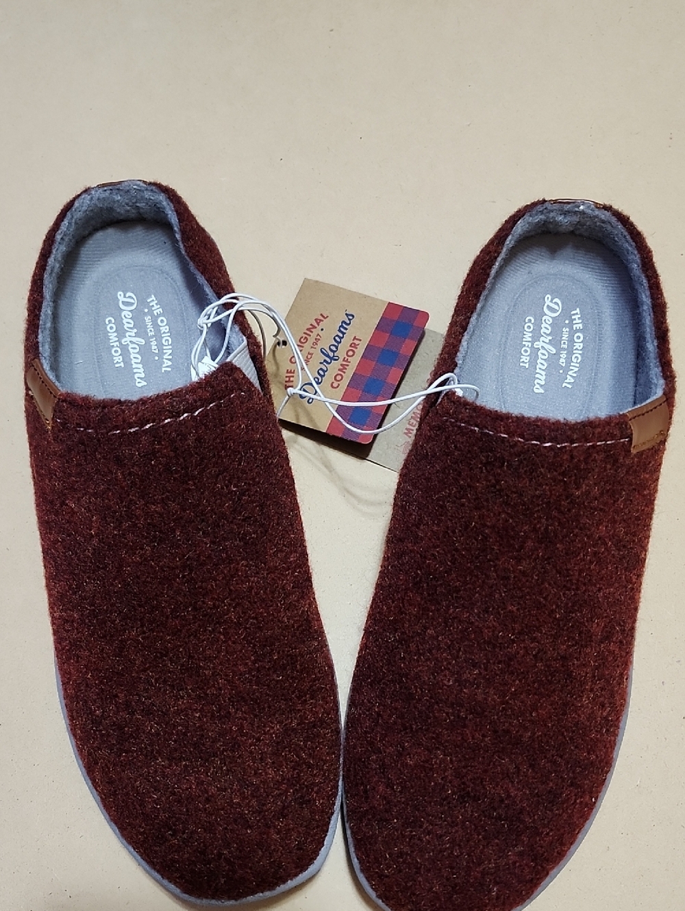 Dearfoams Wool Blend Clog Slippers – Burgundy – Women’s Size 7.5